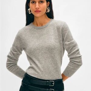 NEW White + Warren Cashmere Crewneck Sweater Heather Grey Size S NWT